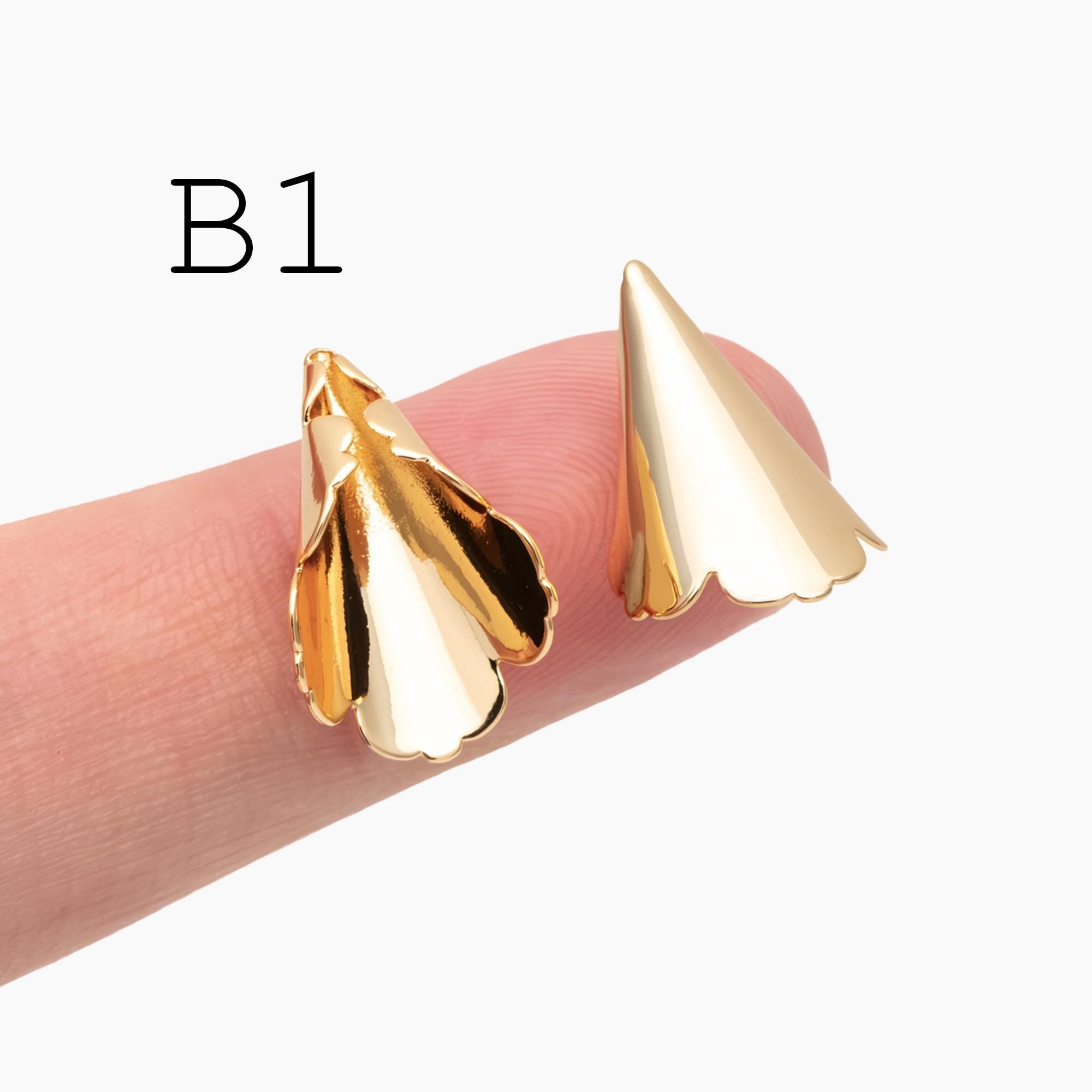 10pcs Gold Tassel Caps, Gold/ Rhodium plated Brass, Lead Nickel Free (GB-110)